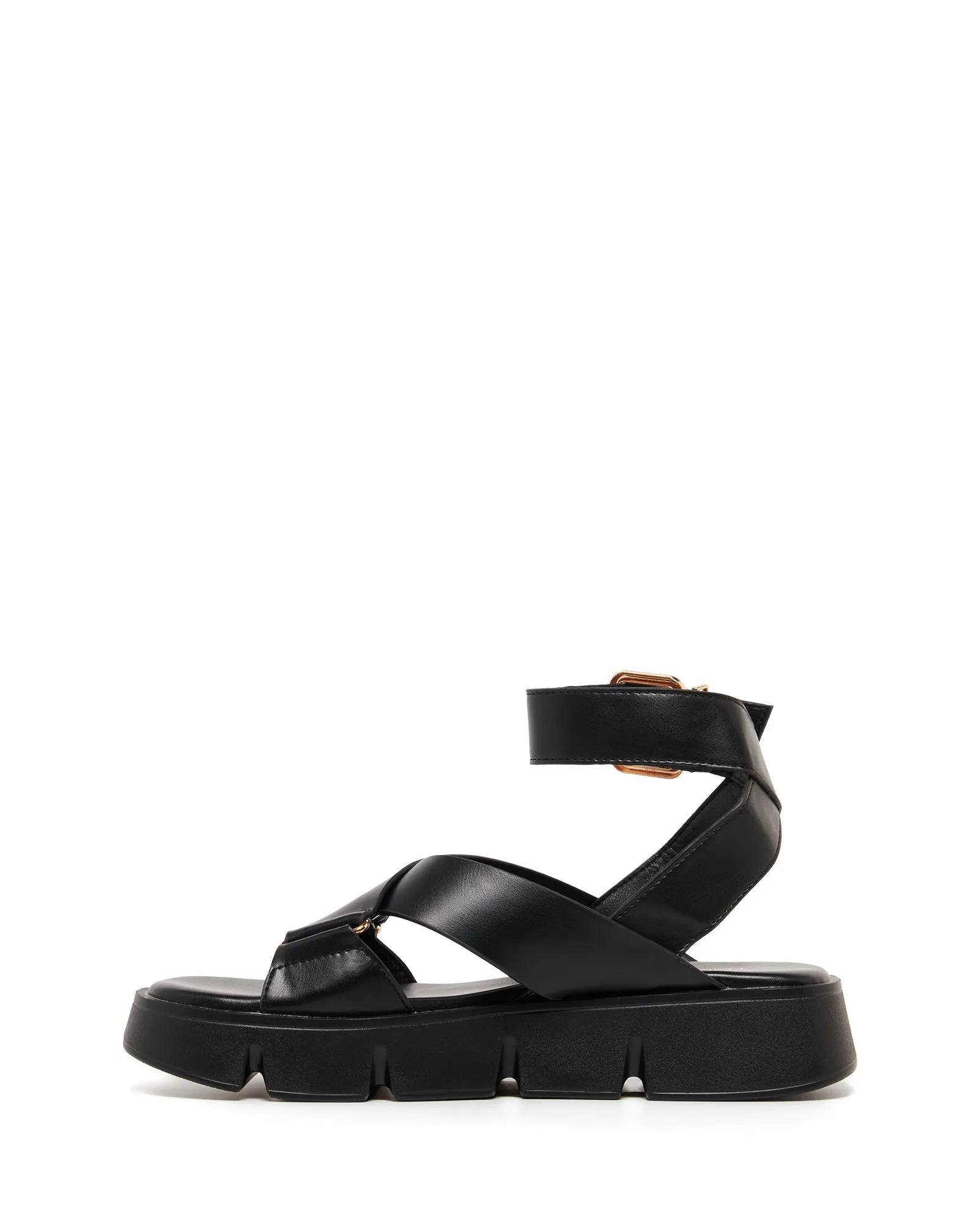 Maze Flatform Sandal Black Smooth