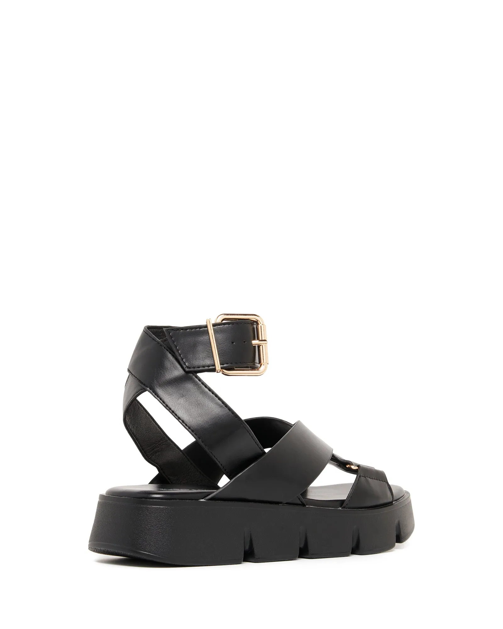 Maze Flatform Sandal Black Smooth