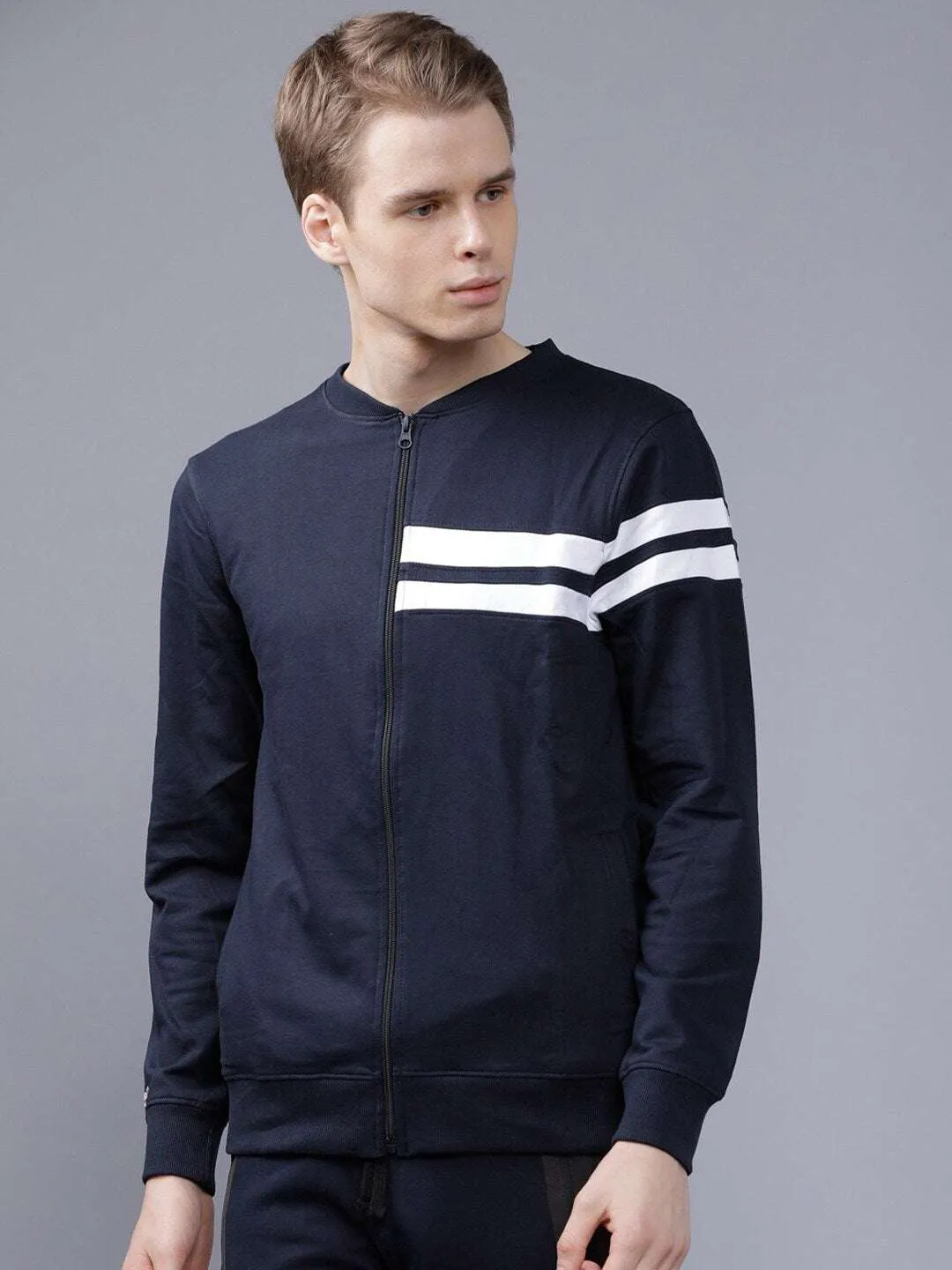 Men Baseball Collar Sweatshirt