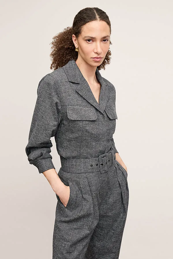 Natalia Shacket - Crosshatch Suiting :: Black/White