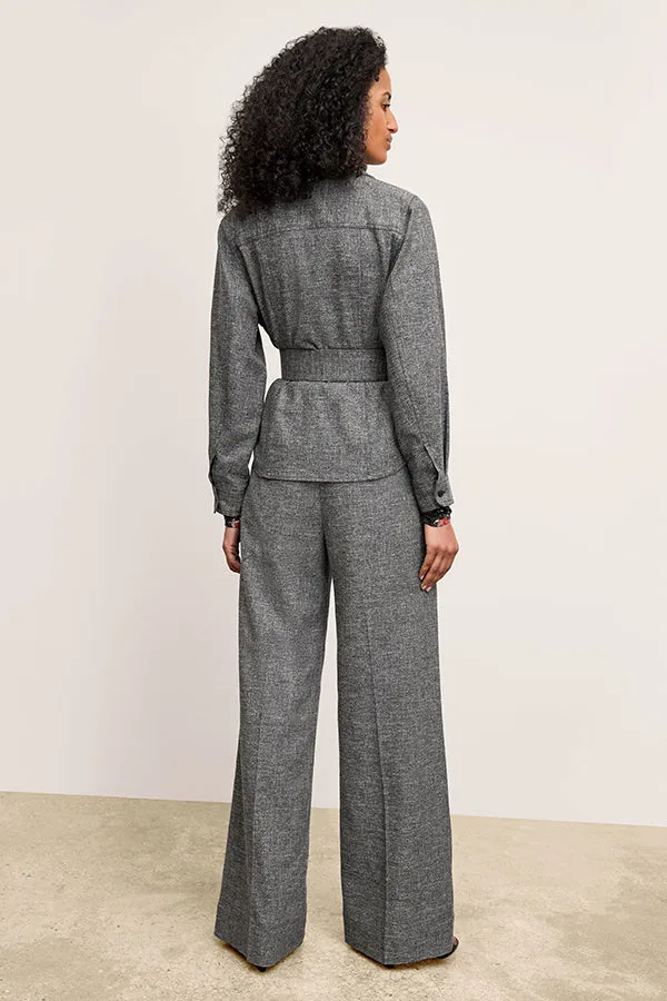 Natalia Shacket - Crosshatch Suiting :: Black/White