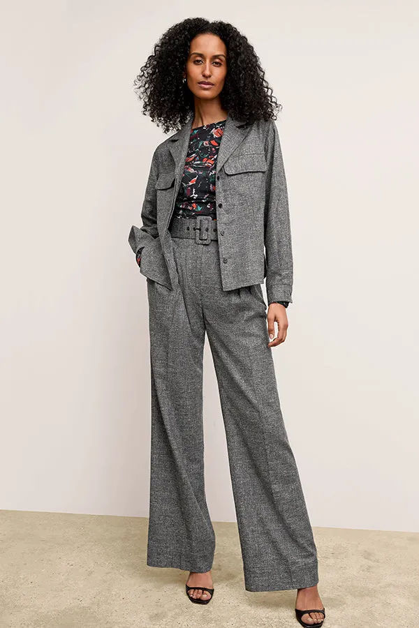 Natalia Shacket - Crosshatch Suiting :: Black/White