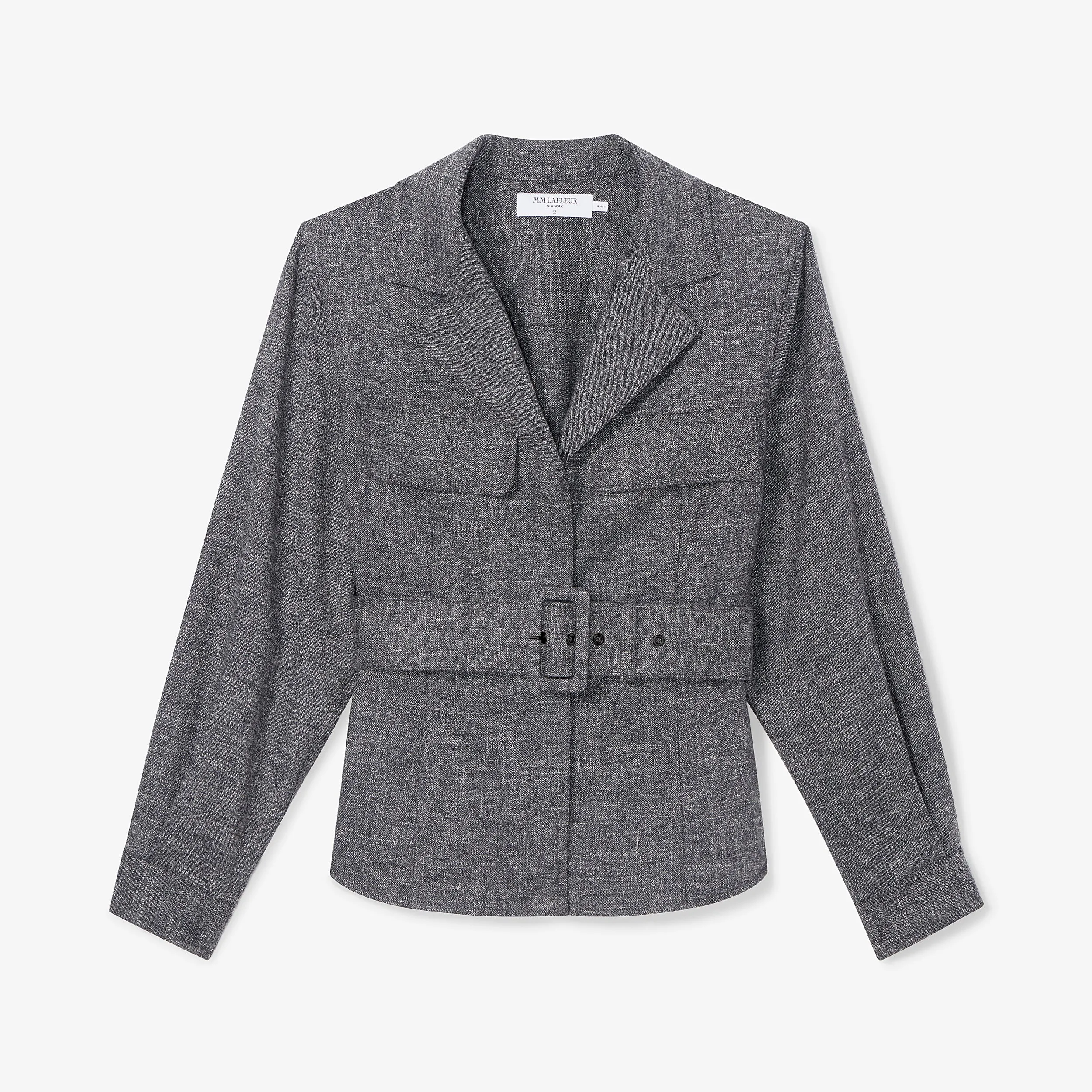 Natalia Shacket - Crosshatch Suiting :: Black/White