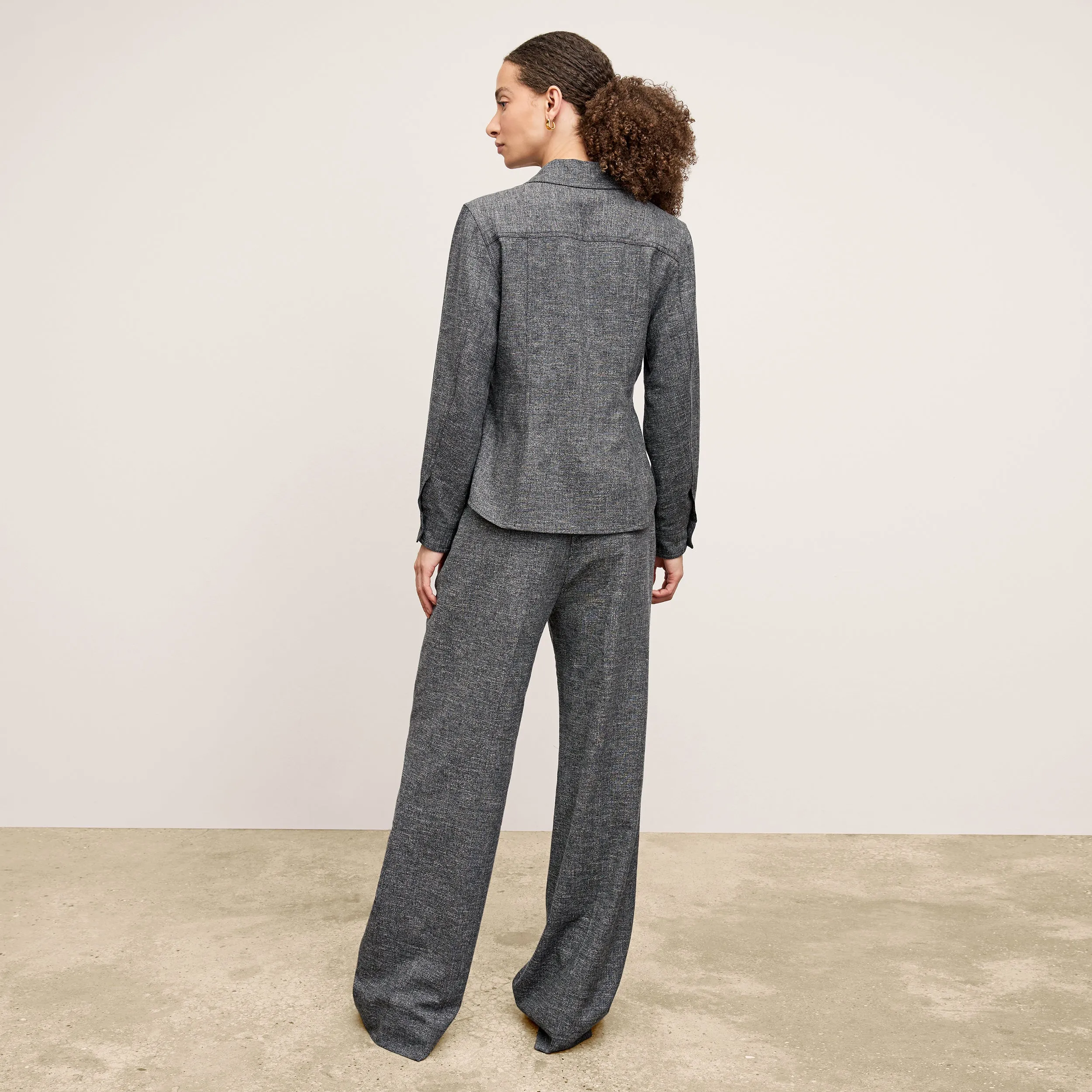 Natalia Shacket - Crosshatch Suiting :: Black/White