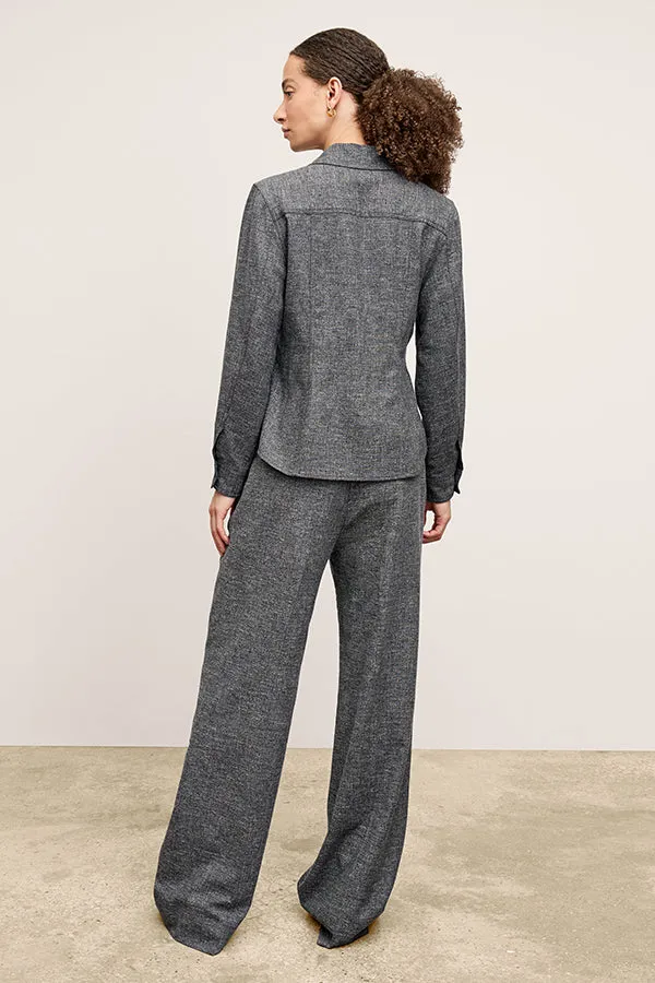 Natalia Shacket - Crosshatch Suiting :: Black/White