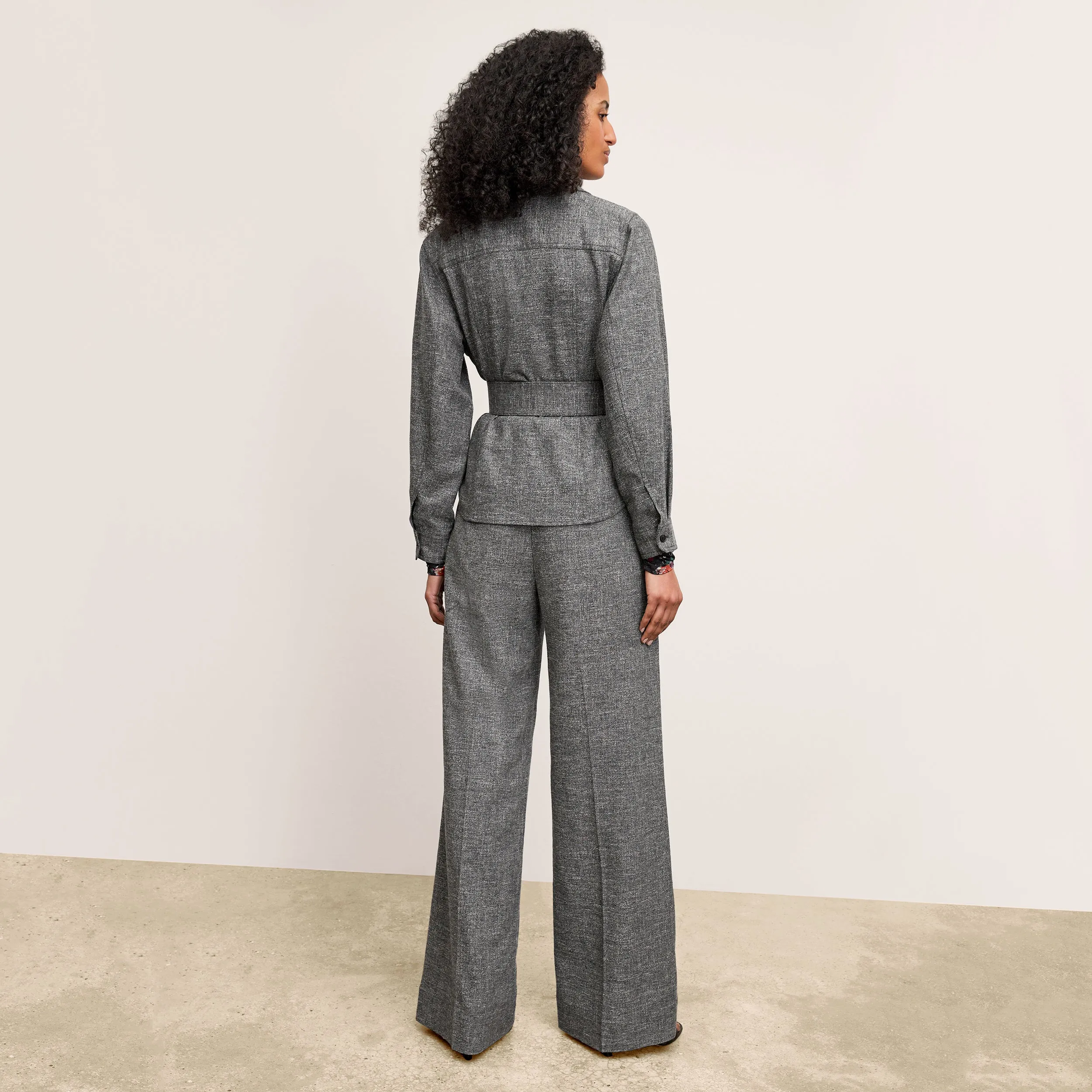 Natalia Shacket - Crosshatch Suiting :: Black/White