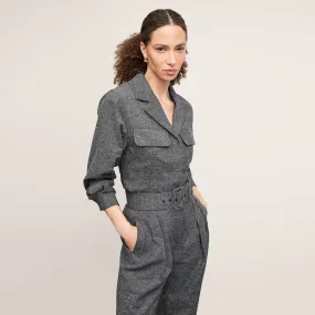 Natalia Shacket - Crosshatch Suiting :: Black/White