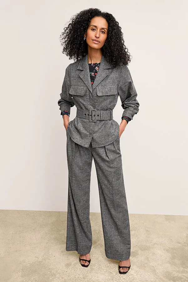 Natalia Shacket - Crosshatch Suiting :: Black/White