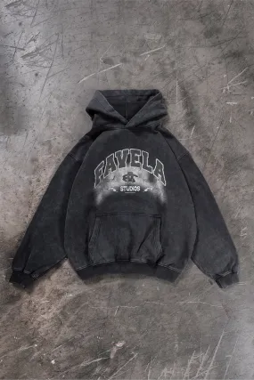 OLD COLLAGE BLACK WASHED HOODIE