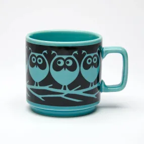 Owls on a Branch Mug in Teal