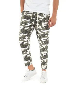 Pantaloni Uomo Pantalaccio Mimetico Verde Militare Elastico Coulisse Cotone GIOSAL-P5262A