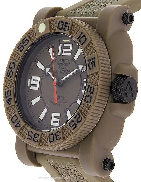 Reactor Gryphon Flat Dark Earth Mens Strap Watch - Nitromid Polymer Case - Date