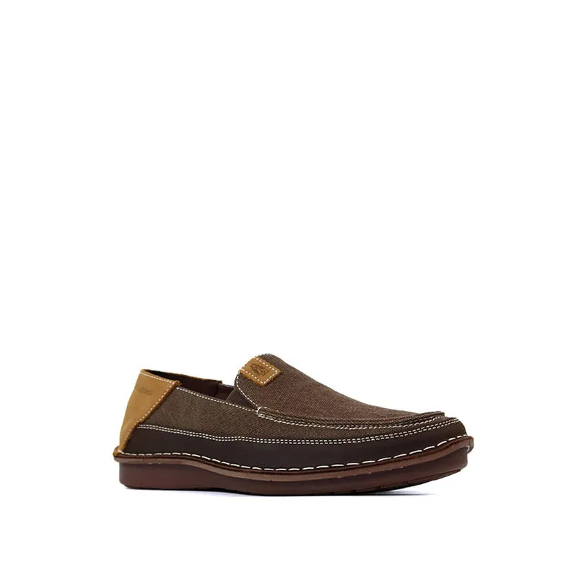 Weaver Slip On Men's Shoes - Brown Canvas Nubuck